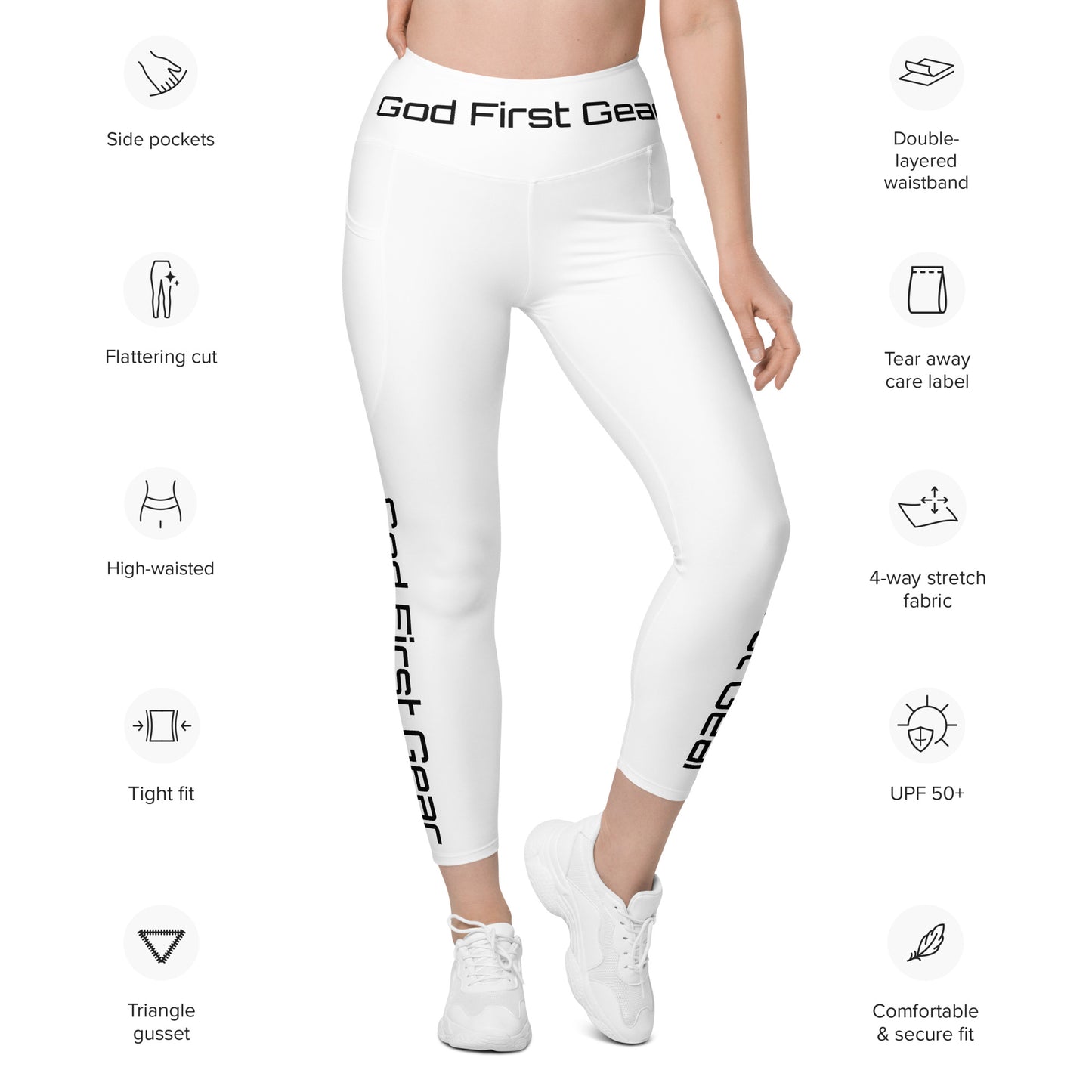 God First Gear White Leggings with pockets
