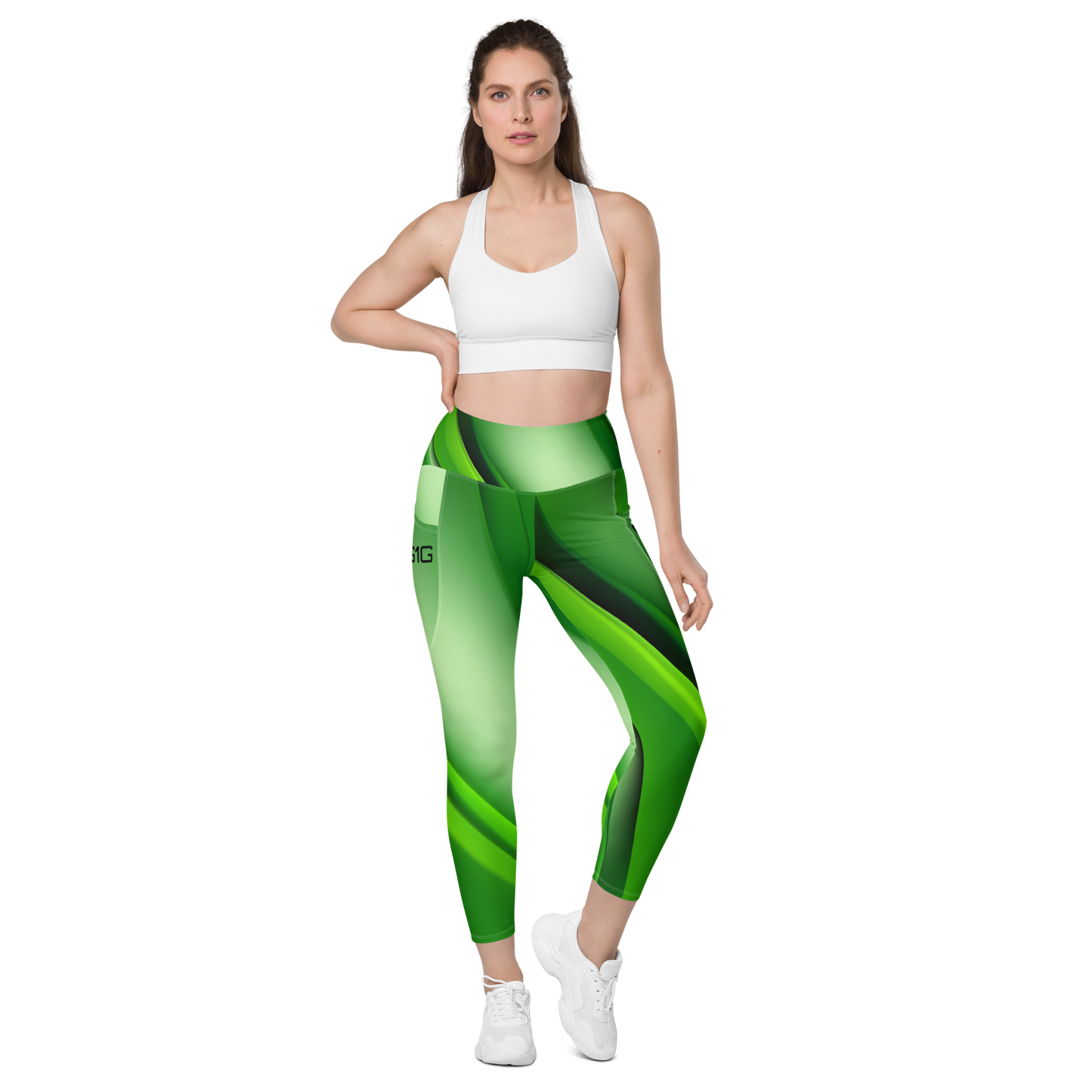 God First Gear Abstract Green Leggings with pockets