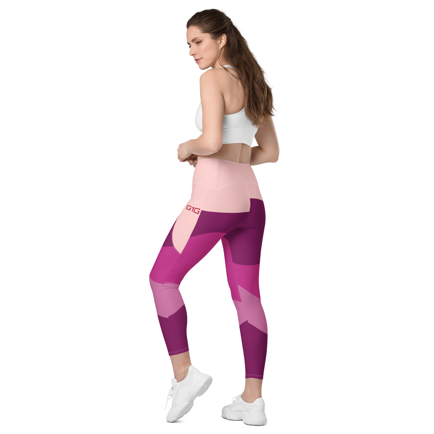 God First Gear Abstract Pink Leggings with pockets
