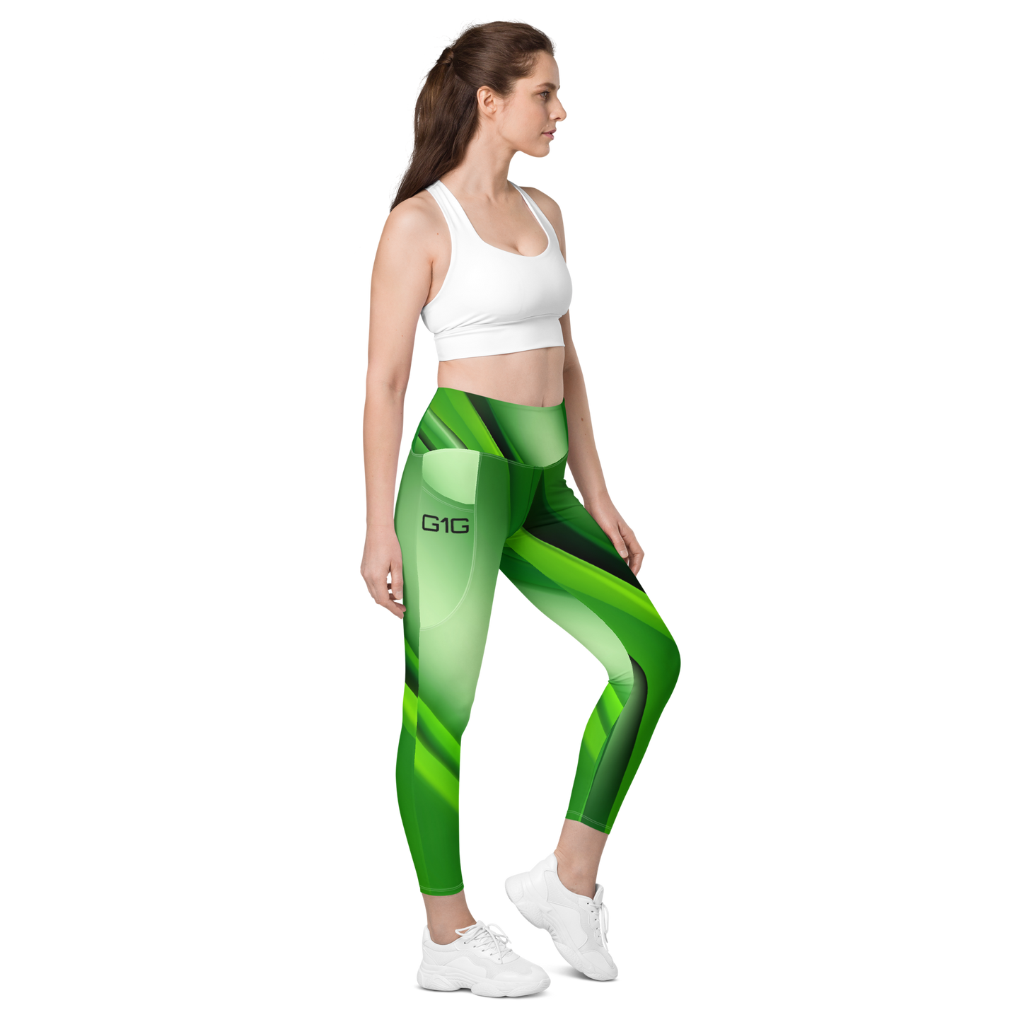 God First Gear Abstract Green Leggings with pockets