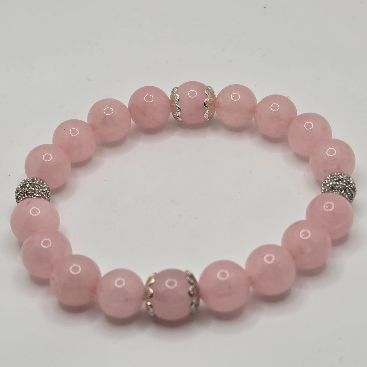 Rose Quartz and Zirconia Women's Bracelet