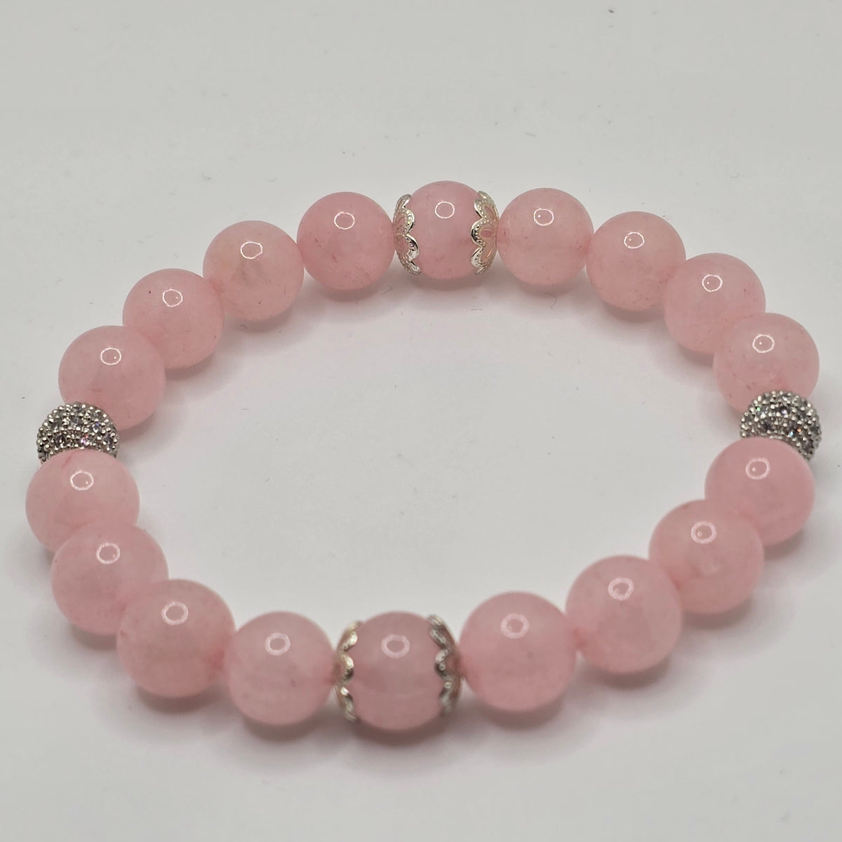 Rose Quartz and Zirconia Women's Bracelet