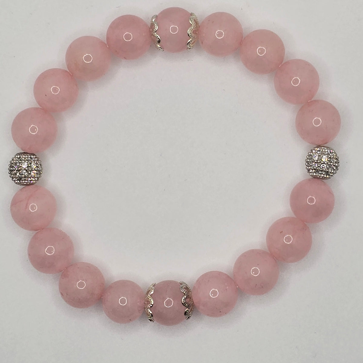 Rose Quartz and Zirconia Women's Bracelet
