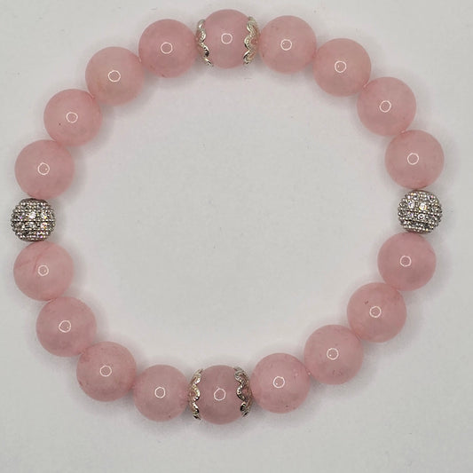 Rose Quartz and Zirconia Women's Bracelet