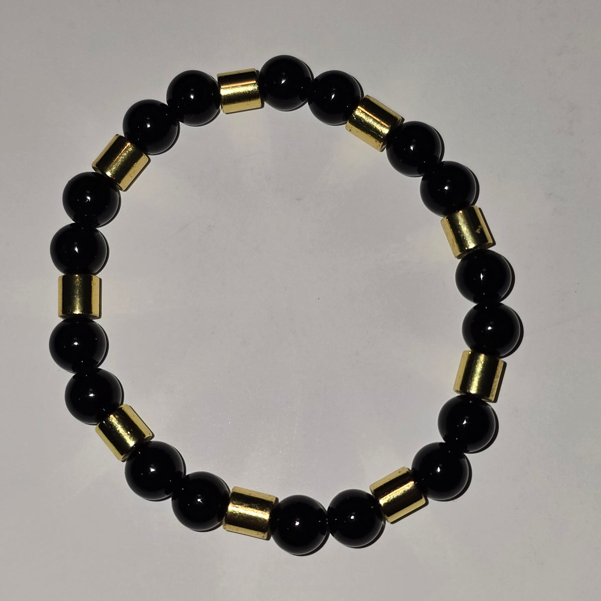 Women's Black Onyx and Gold-plated Hematite Bracelet