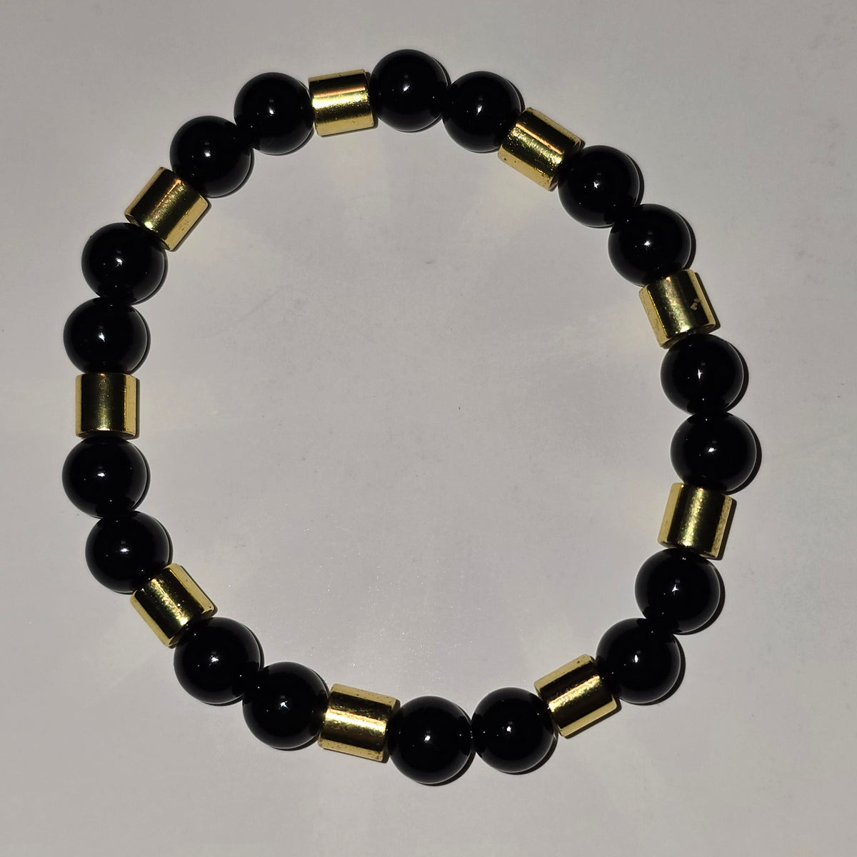 Women's Black Onyx and Gold-plated Hematite Bracelet