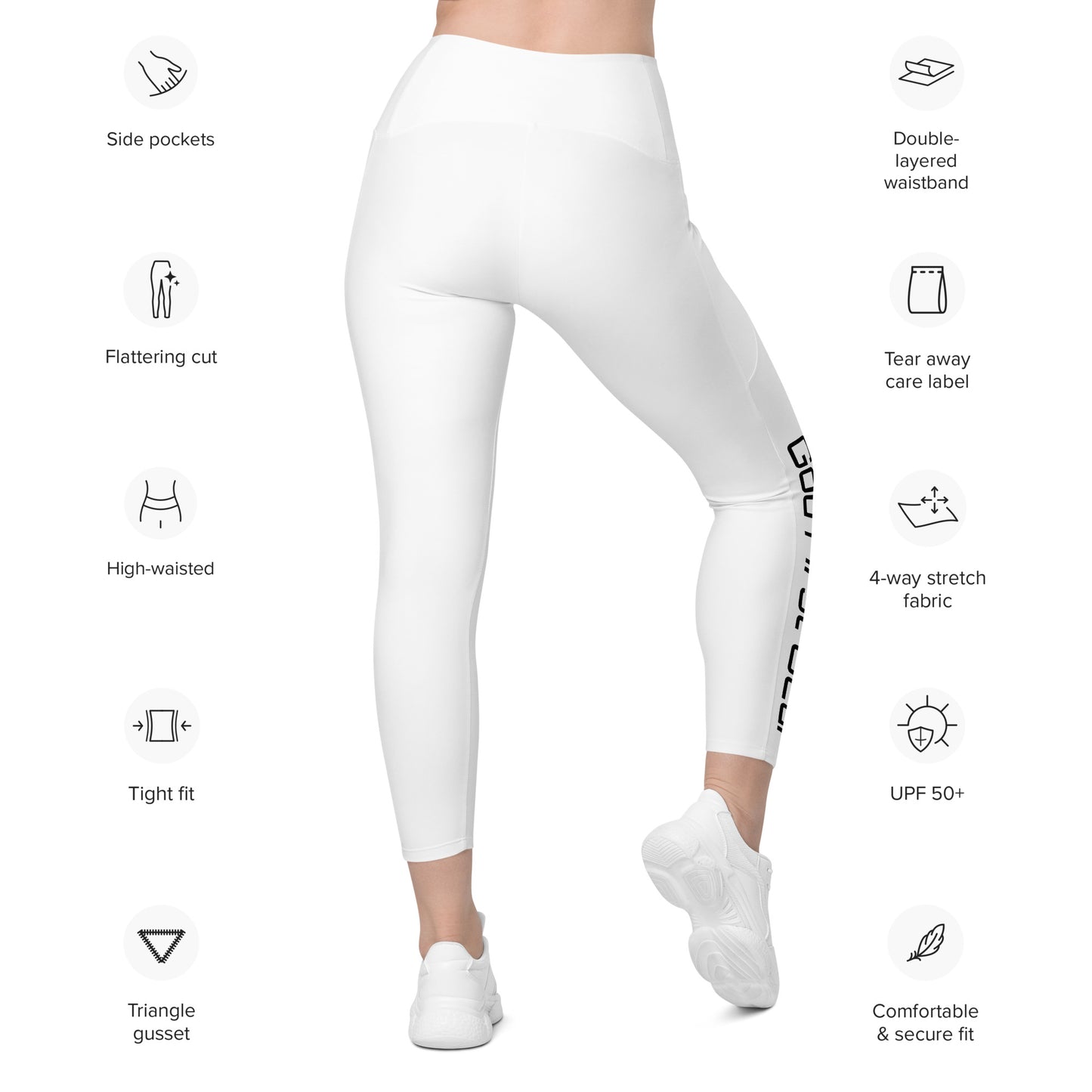 God First Gear White Leggings with pockets