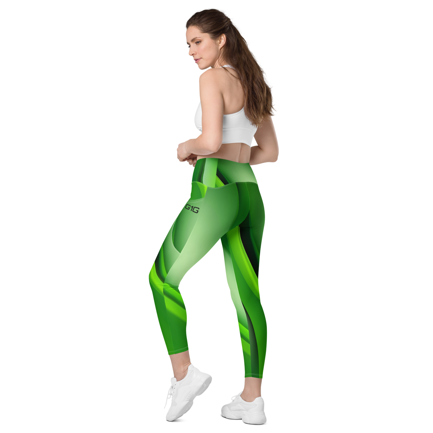 God First Gear Abstract Green Leggings with pockets