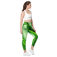God First Gear Abstract Green Leggings with pockets